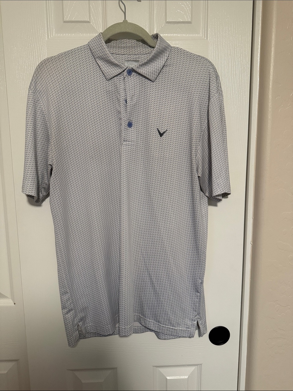 Callaway White/Gray Micro-Pattern Golf Polo with Navy Logo